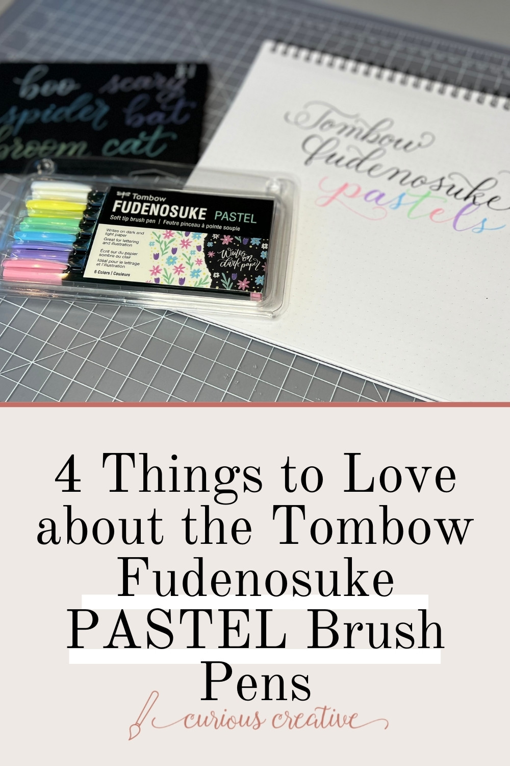 Tombow Penna Pennello Fudenosuke Pastello Per Carta Scura – 5 Colori + Bianco, Effetto Gesso, Punta Morbida